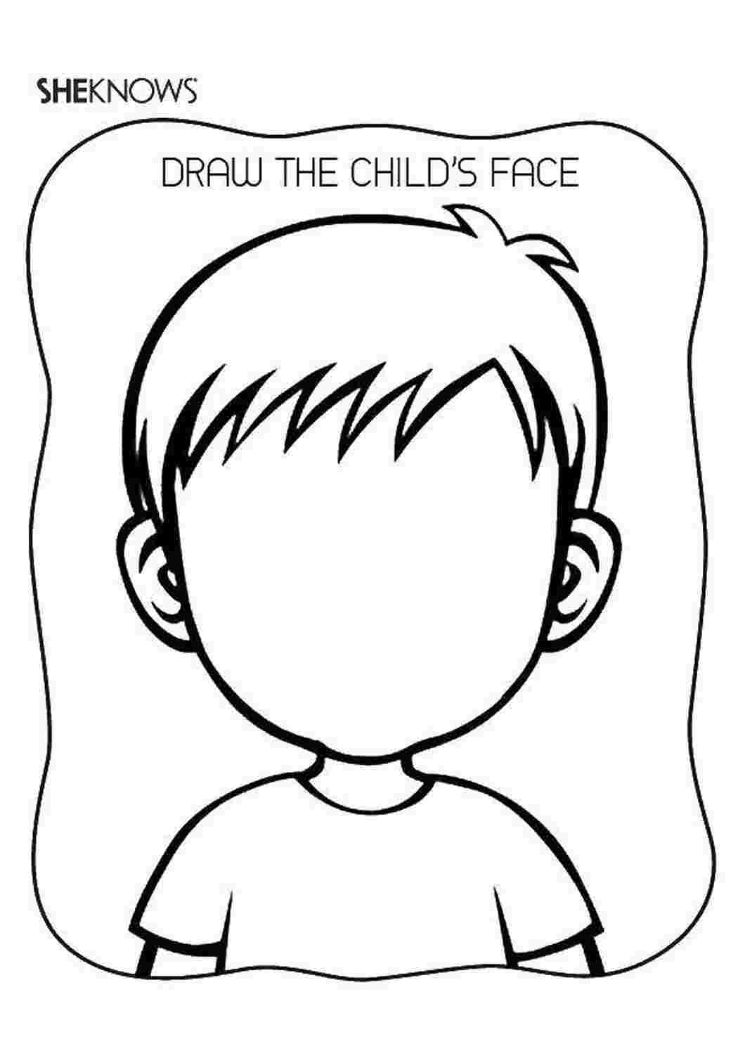 Раскраски Нарисуй лицо мальчика дети дети, лицо, нарисуй лицо