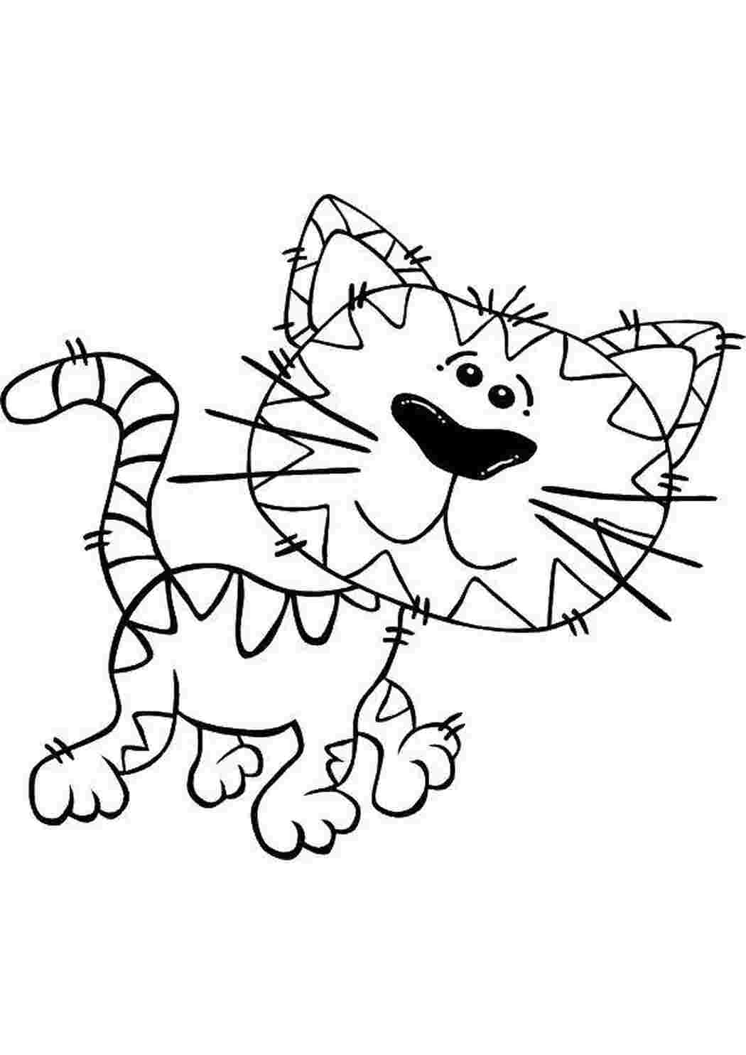 Раскраски Смешная киса Коты и котята Животные, котёнок