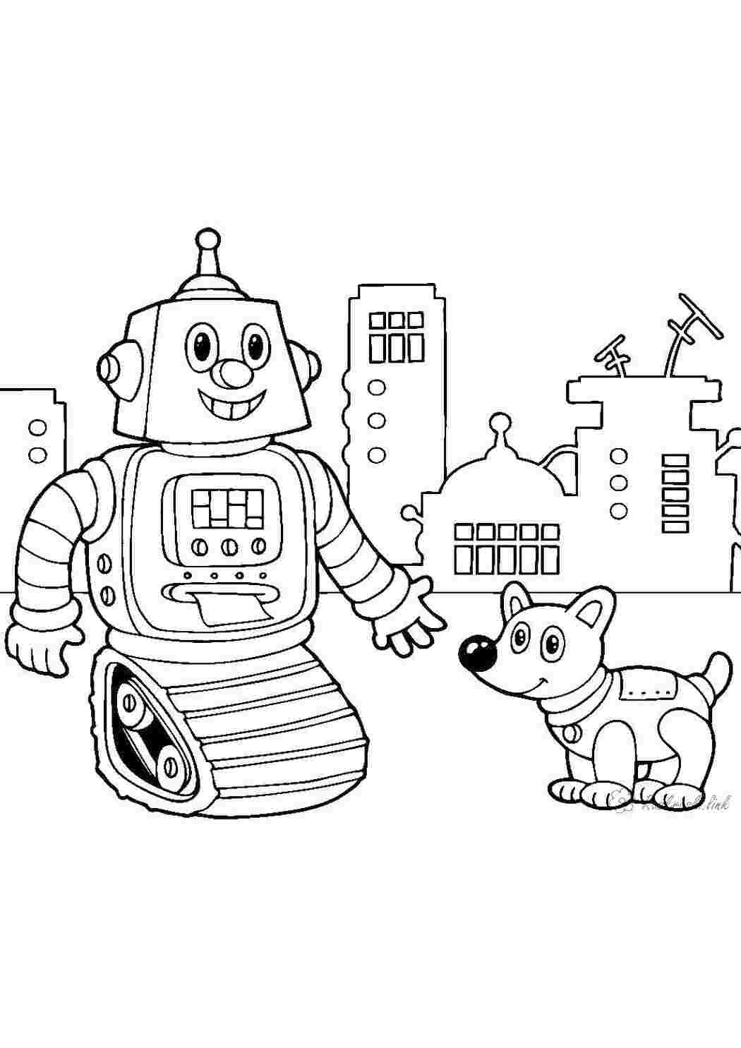 Раскраски Робот и машина Техника робот