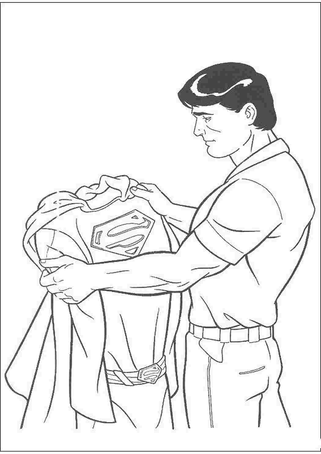Раскраски Супермен со своей одеждой супергерои супергерои, фильмы, супермен