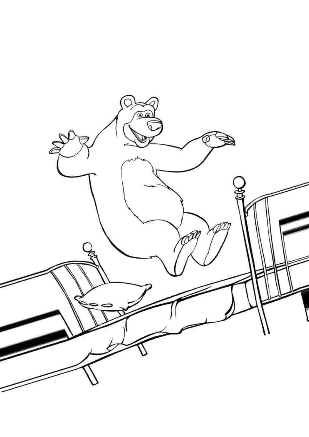 Раскраски Прыжки на кровати Кровать Персонаж из мультфильма