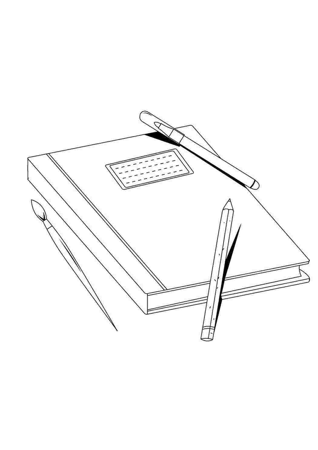 Раскраски Тетрадь и карандаши школьные принадлежности Школьные принадлежности