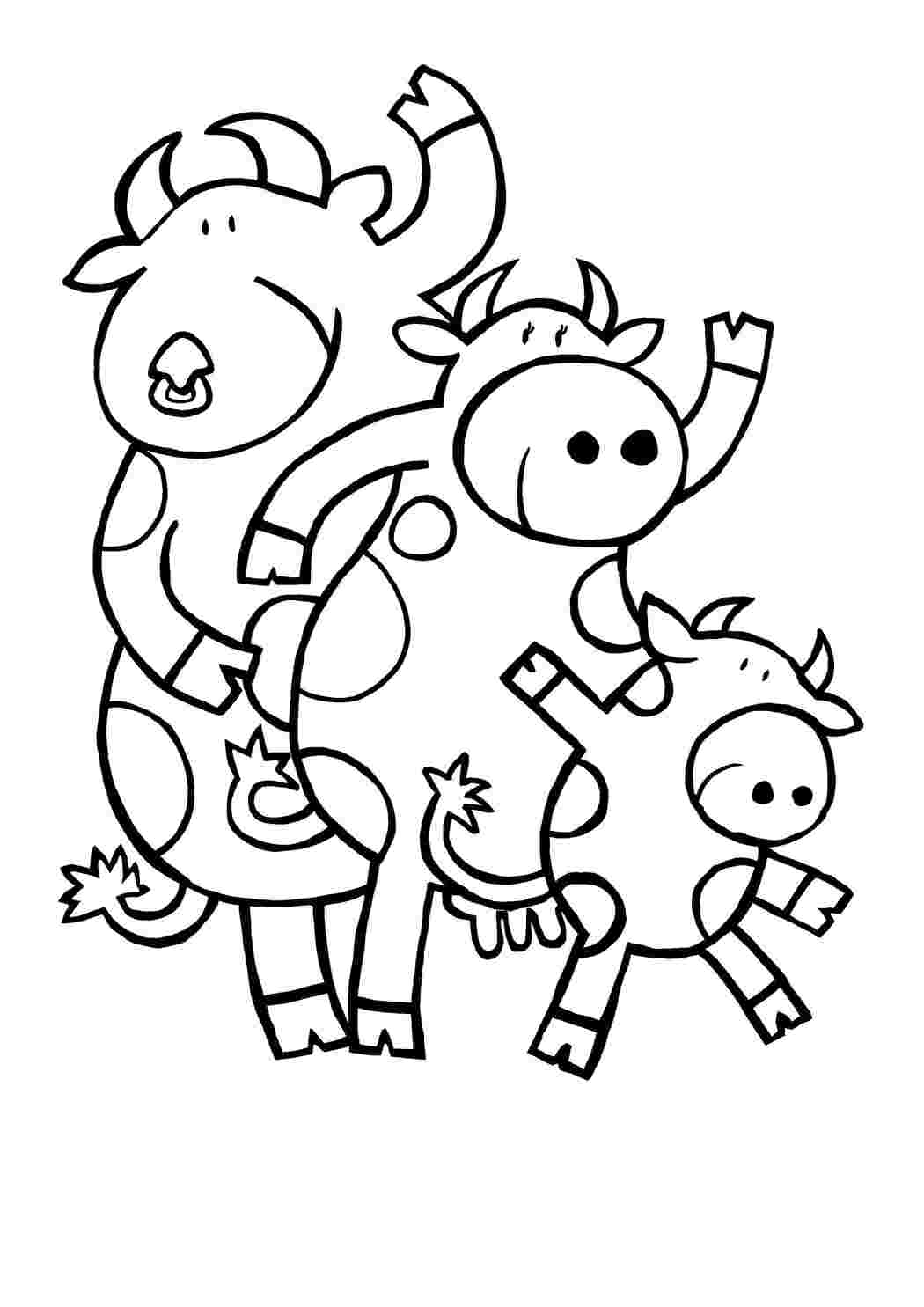 Раскраски Коровья семья Члены семьи Семья, родители, дети