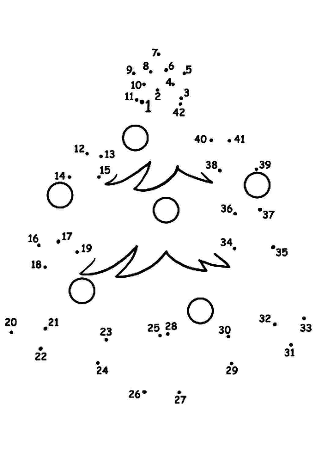 Раскраски Обведи по точкам елочку раскраски обведи по точкам, елка