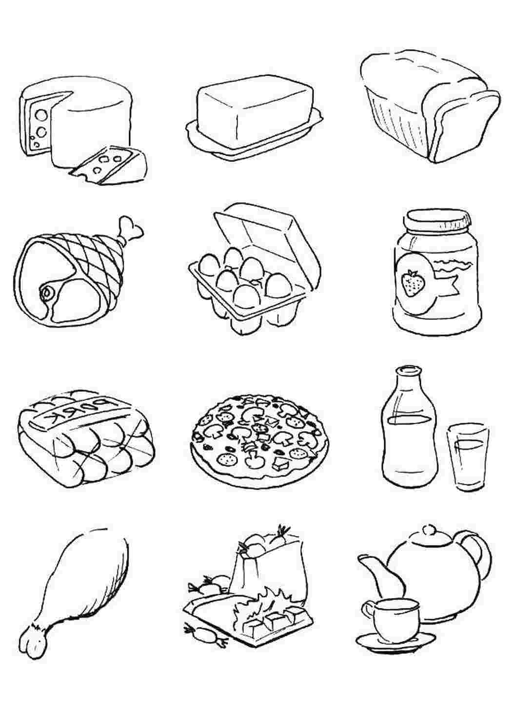 Раскраски Разные продукты питания Еда еда, продукты