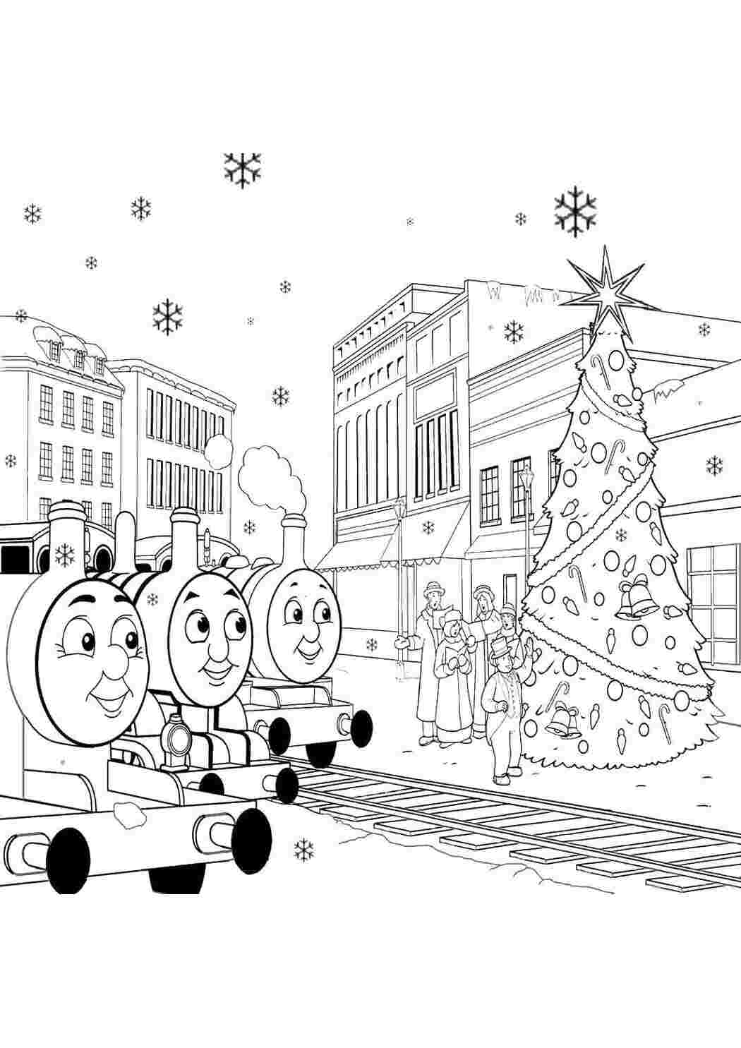 Раскраски Паровозик томас и рождественская елка мультики мультики, Томас, паровоз