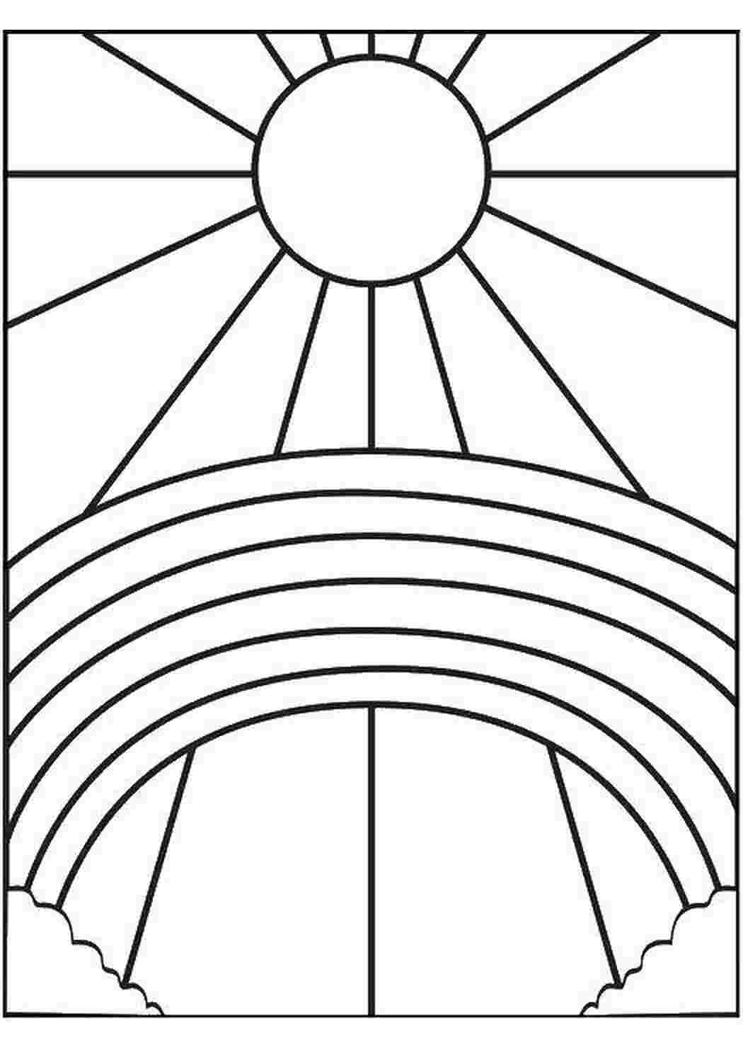 Раскраски Солнце и радуга Радуга радуга, облако, солнце