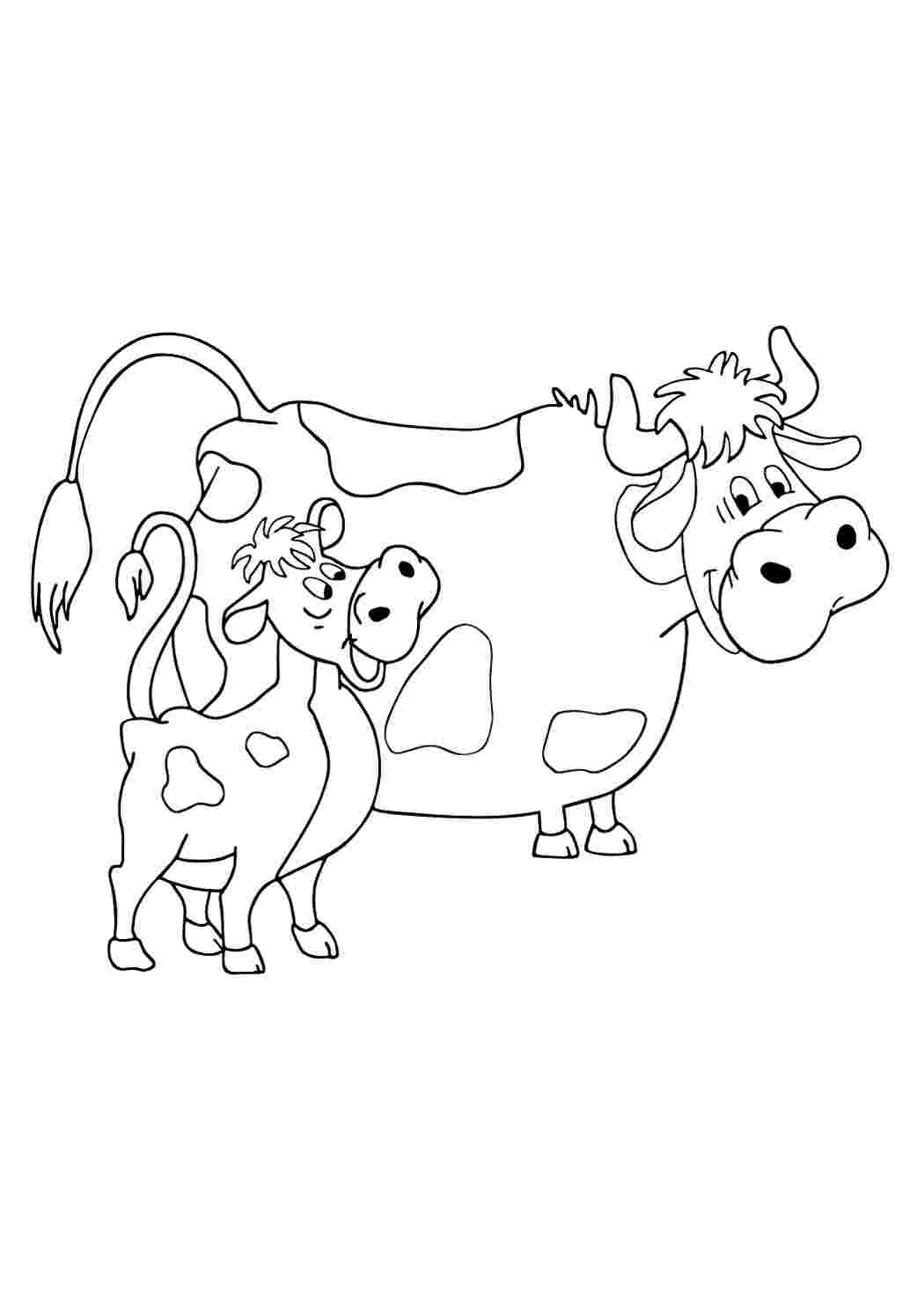 Раскраски корова и теленок из простоквашино Раскраски Советские раскраски 
