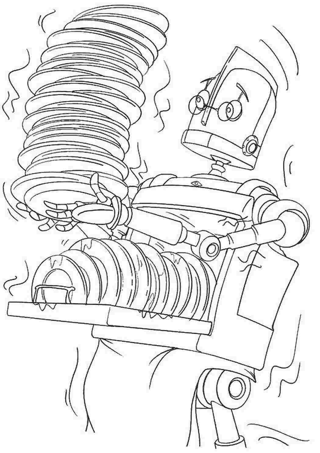 Раскраски Робот моет посуду посуда посуда, робот