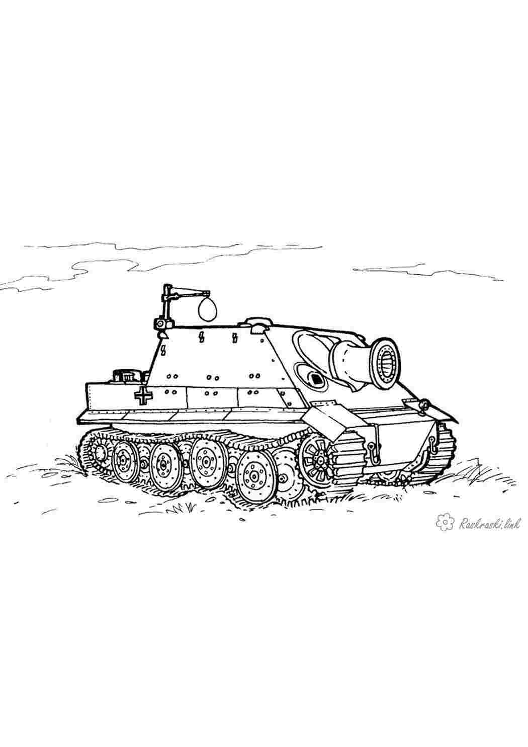 Раскраска танк для малышей распечатать