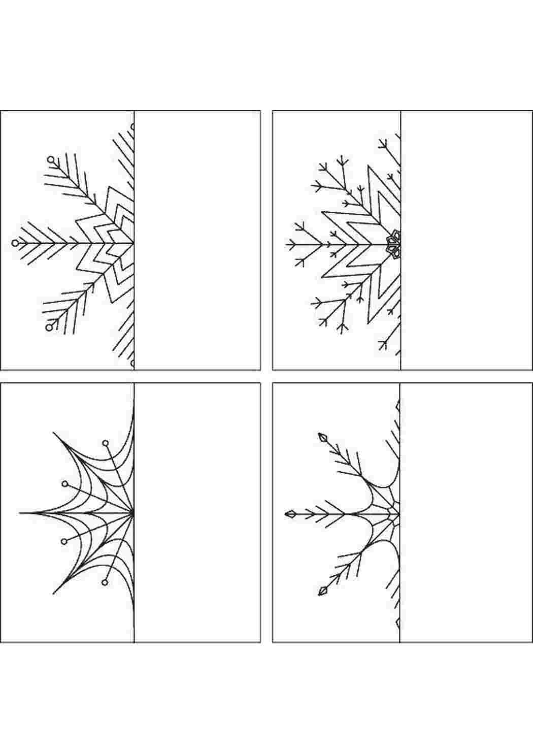 Раскраски Снежинки дорисуй по образцу Снежинки, образец