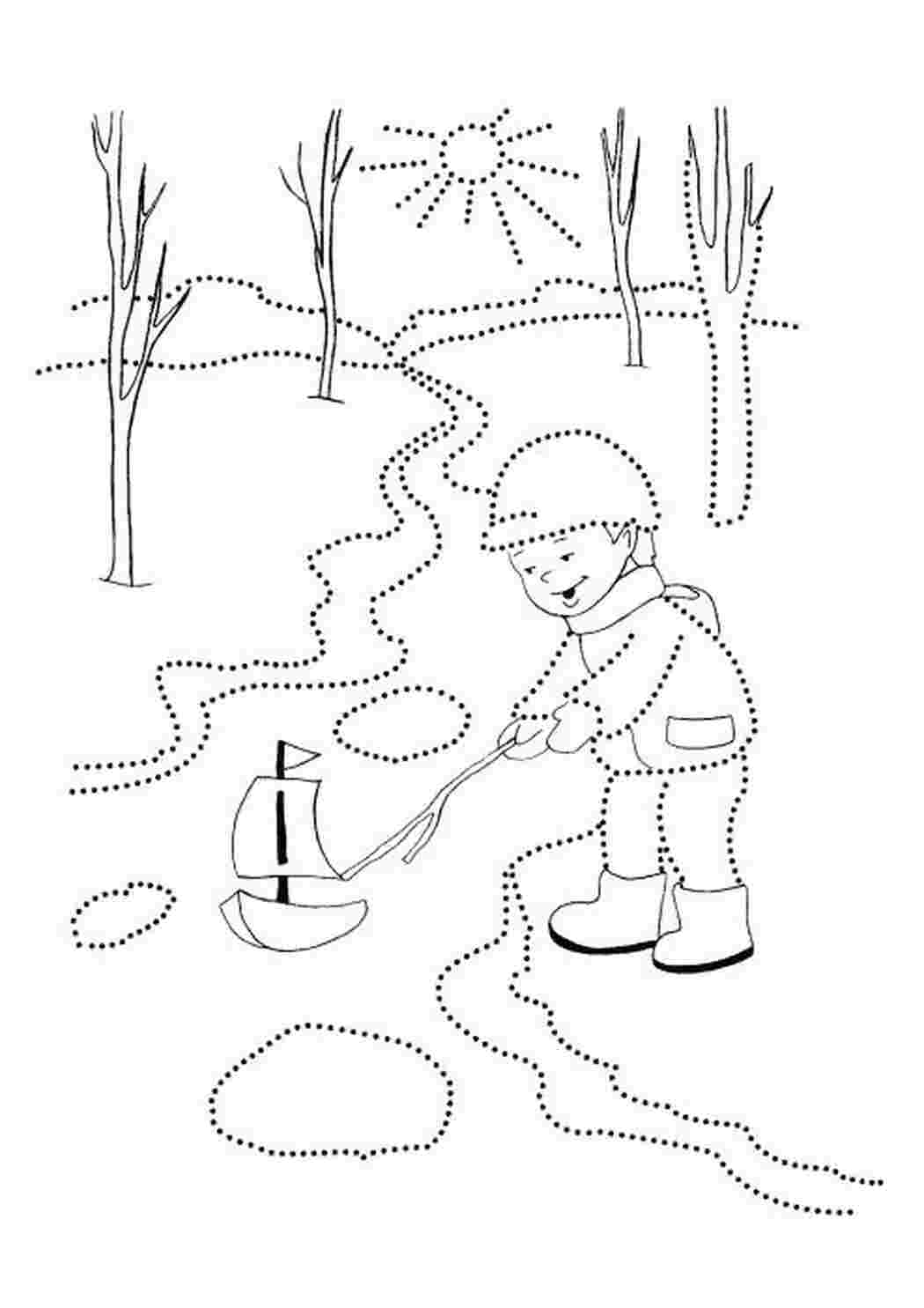 Раскраска кораблик плывет по ручейку | раскраски времена года  Раскраски скачать онлайн