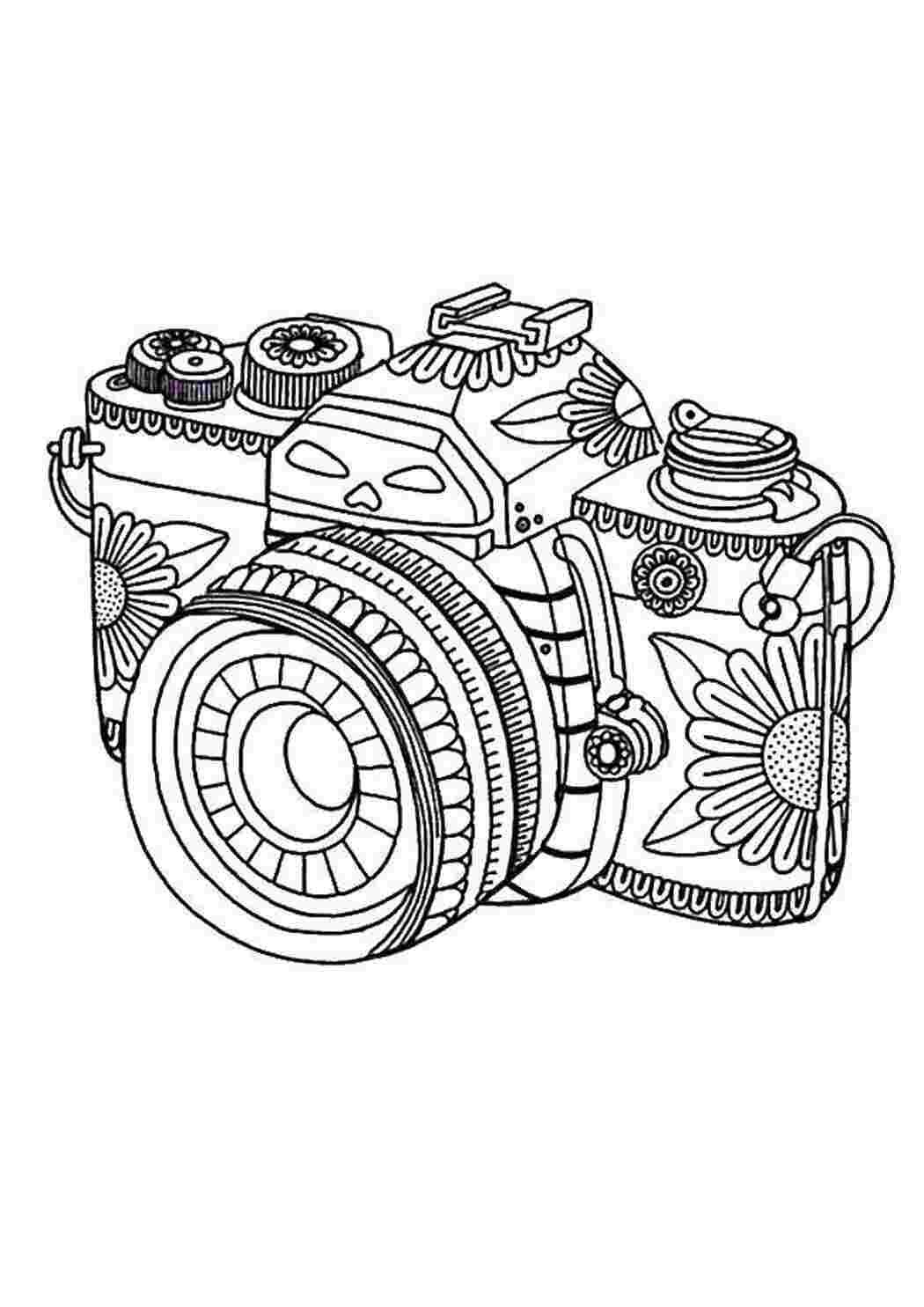 Раскраски Фотоаппарат с рисунками бытовая техника фотоаппарат, рисунки