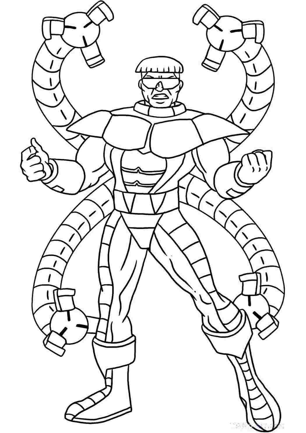 Раскраски Доктор отто октавиус человек паук отто октавиус, человек паук