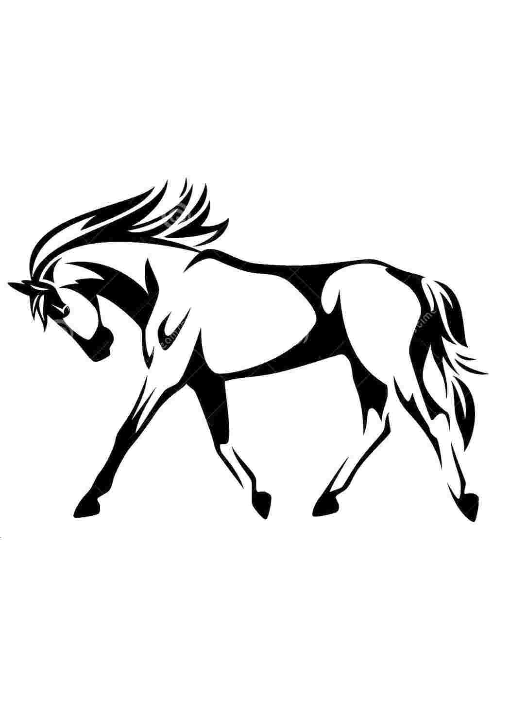 Раскраски Силуэт лошади контуры лошади Контур, лошадь