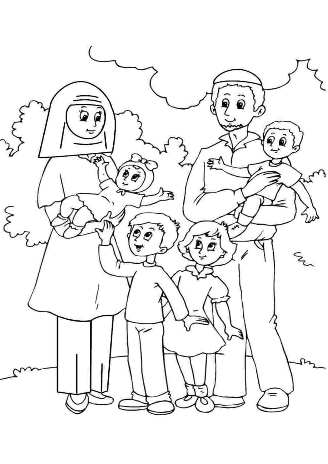 Раскраски Религиозная семья Члены семьи Семья, родители, дети