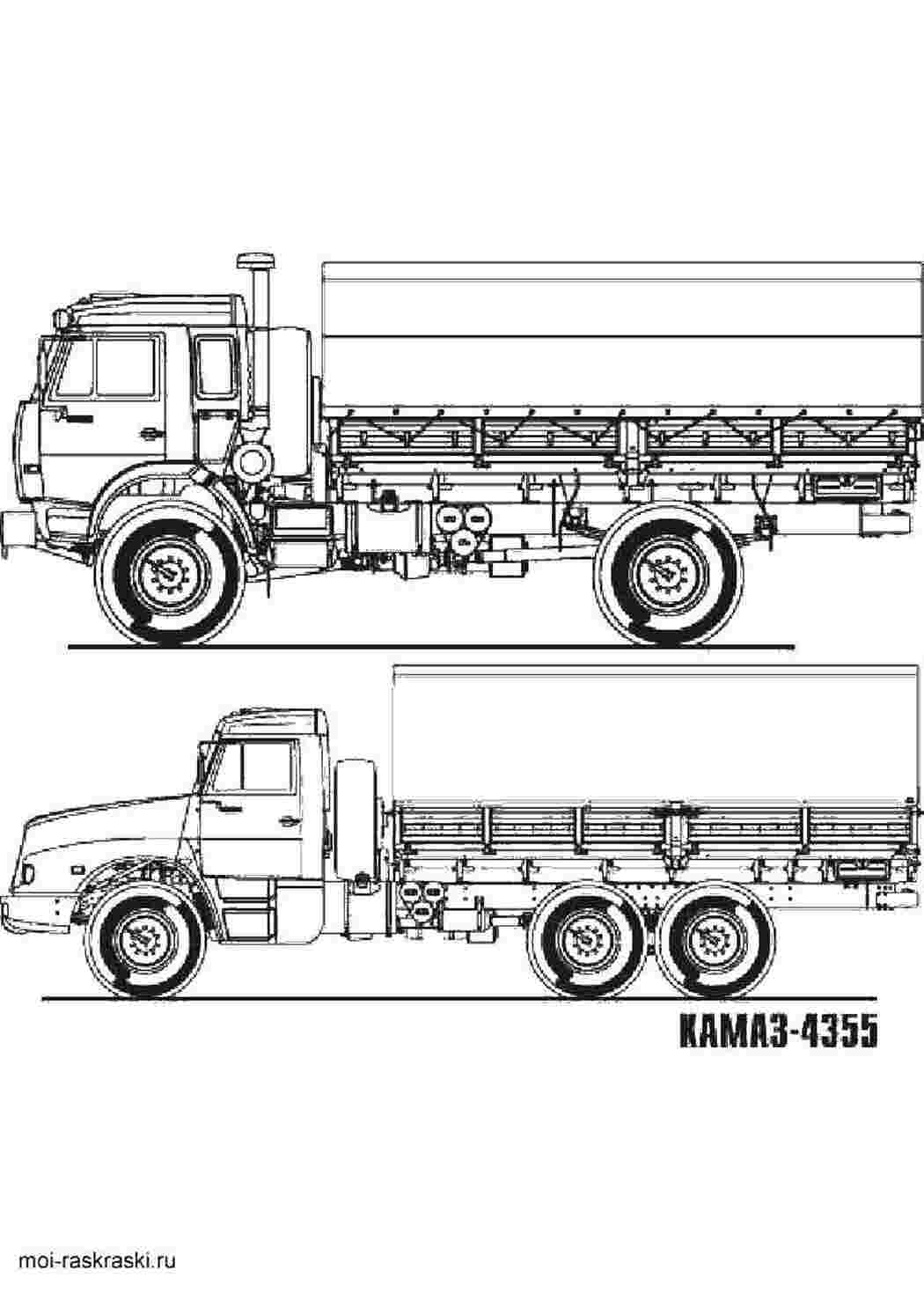 Раскраска машина Камаз. Камаз 4355