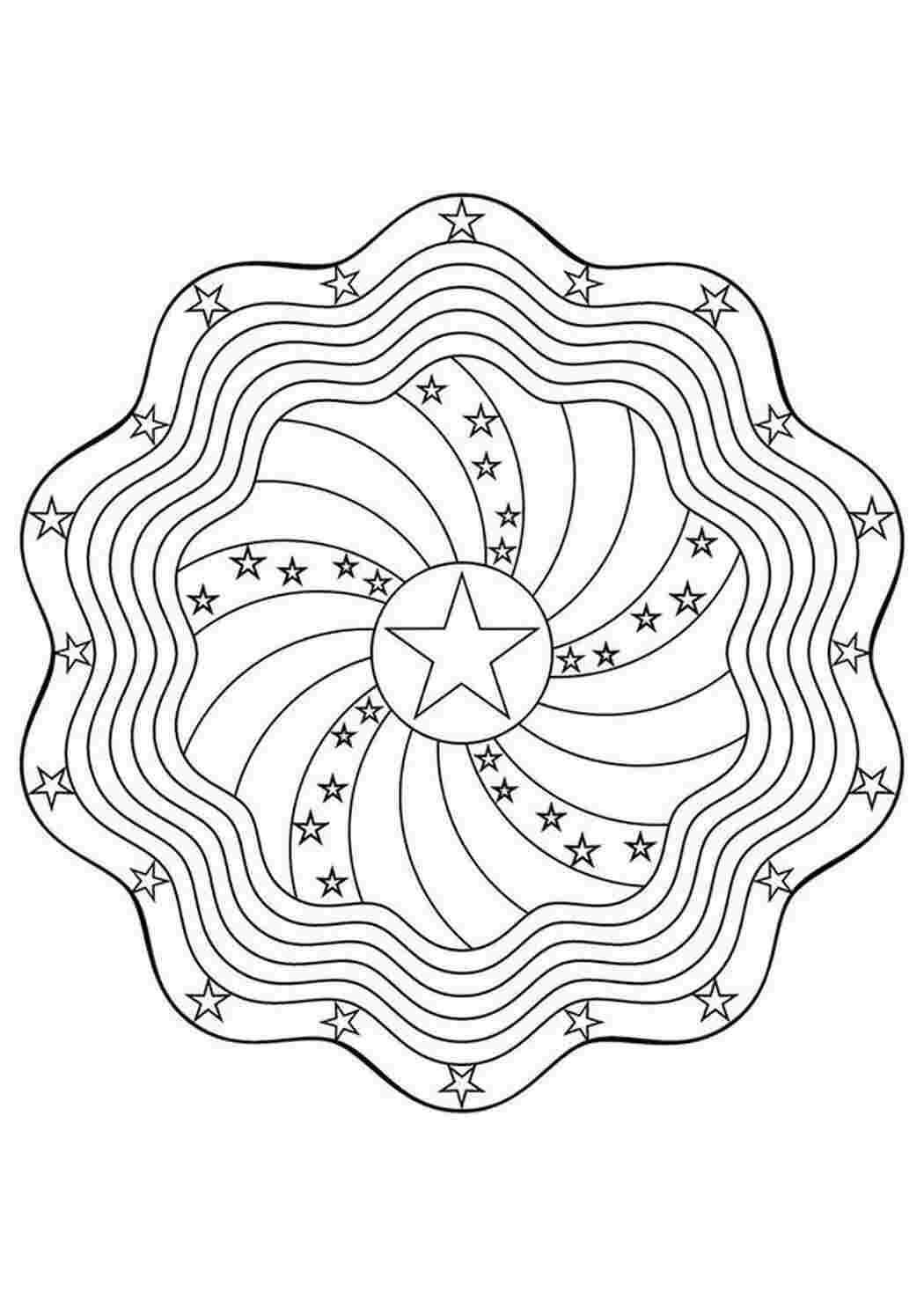 Раскраски для взрослых с эффектом антистресс, мандала со звездами  Раскраски скачать онлайн