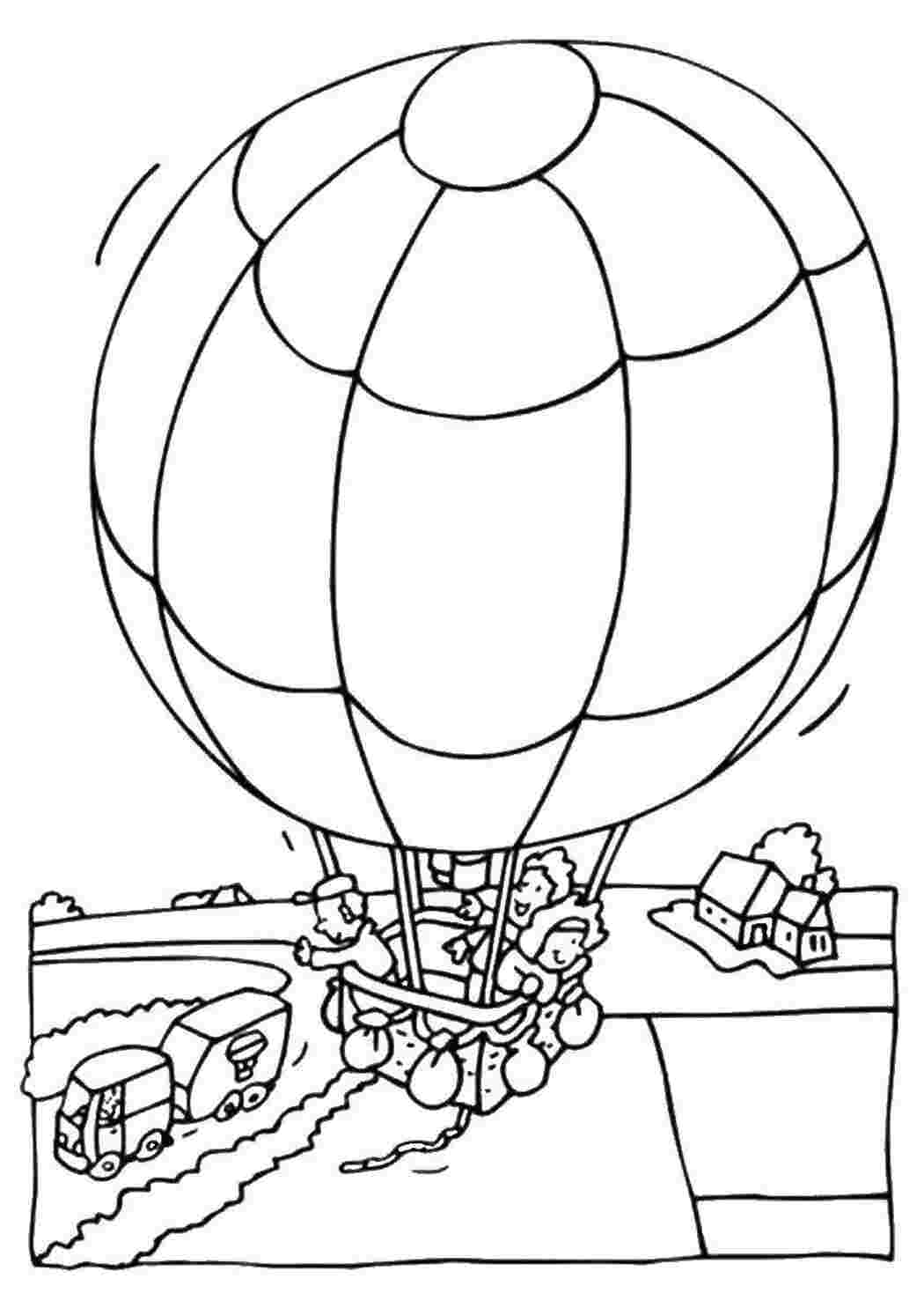 Раскраски Люди катаются на воздушном шаре летательные аппараты воздушый шар