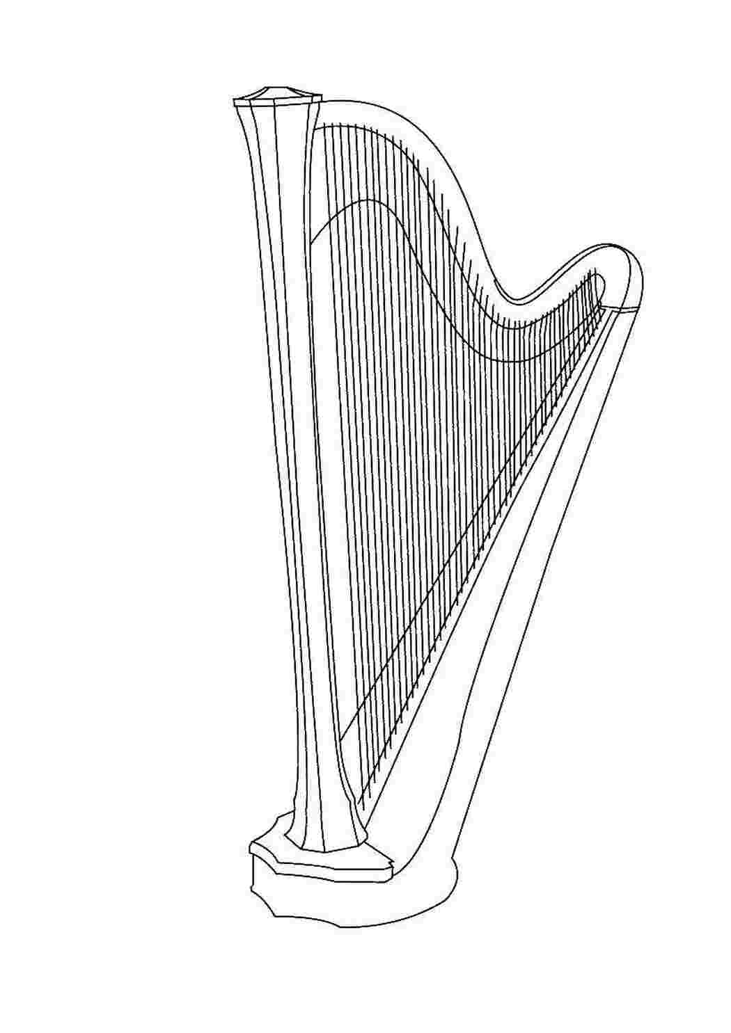 Раскраски Арфа Музыкальный инструмент Инструмент, арфа