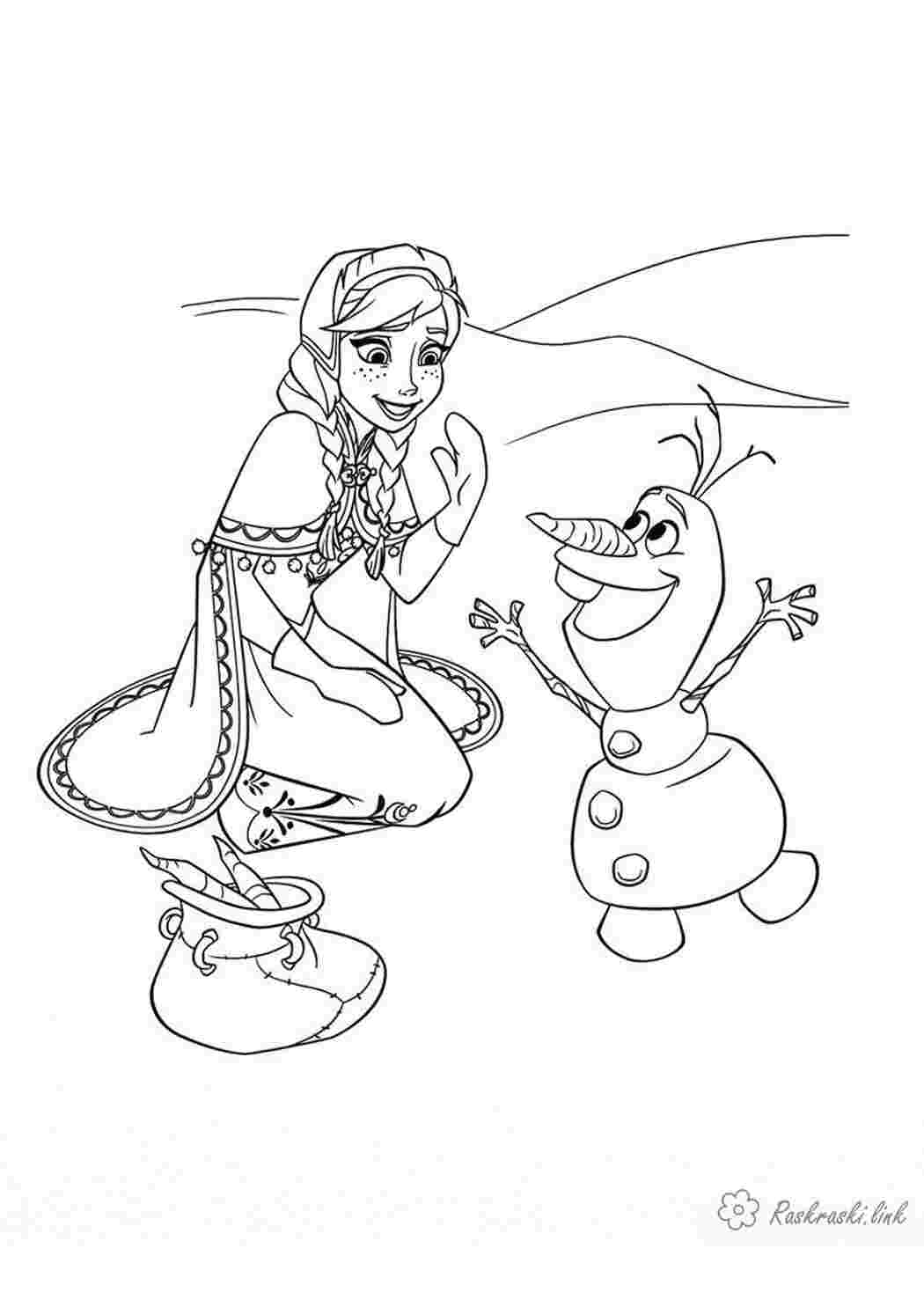 Раскраски холодное сердце, снеговик, раскраска Раскраски Walt Disney 