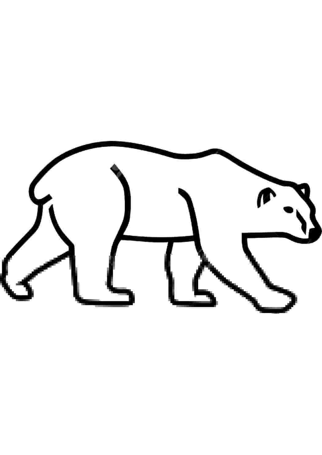 Раскраски Идущий белый медведь Контур медведя для вырезания Животные, белый медведь