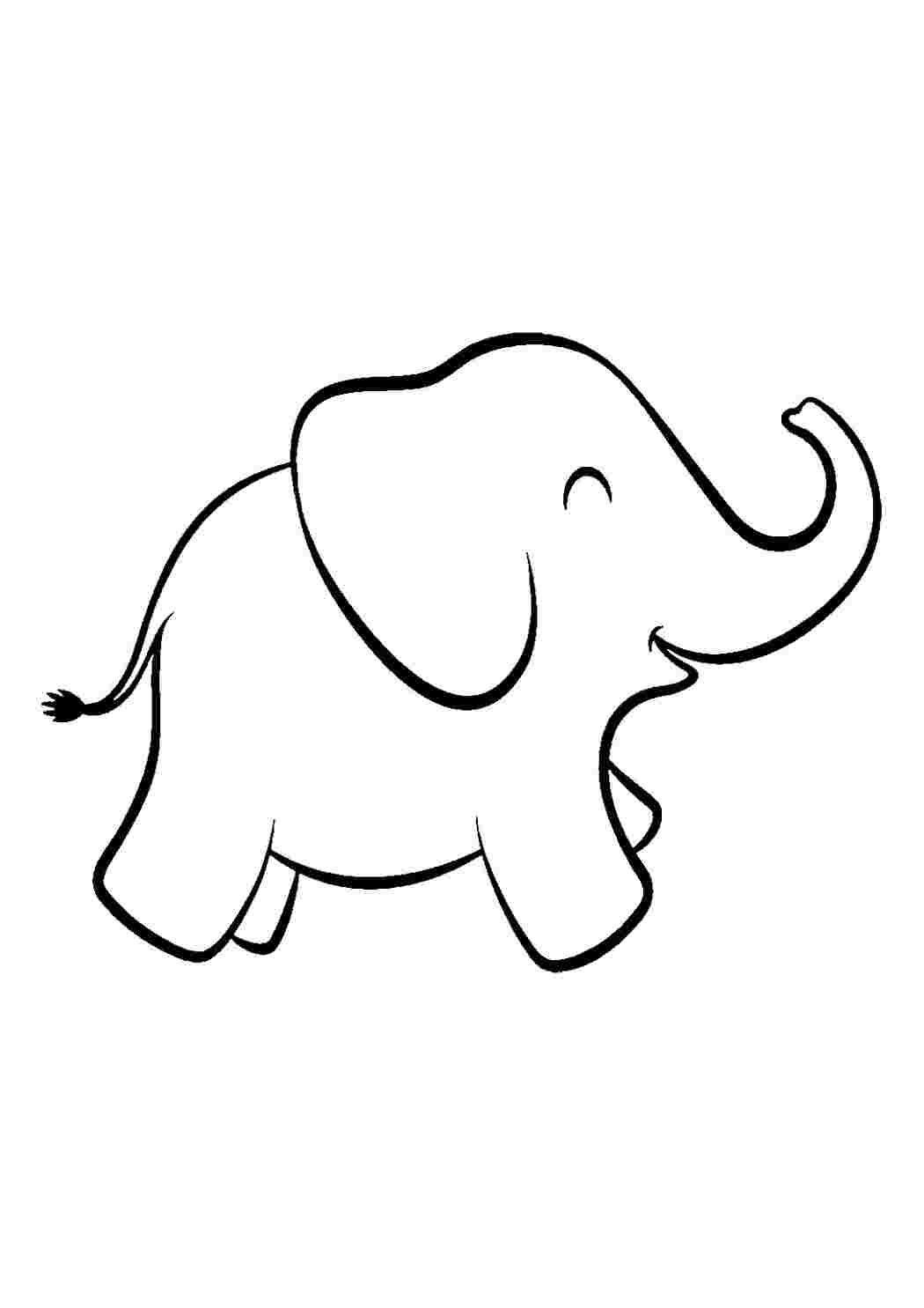 Раскраски Контур улыбающегося слона контуры слона для вырезания слон, хобот, хвост