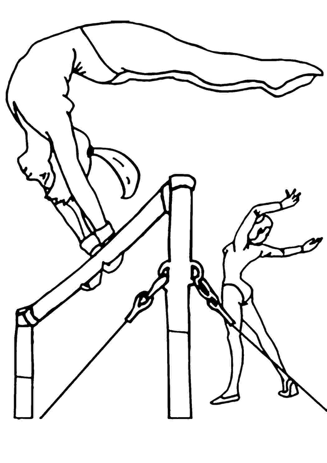 Раскраски Раскраски с гимнастами. Виды спорта. Гимнастика Раскраски со спортсменами