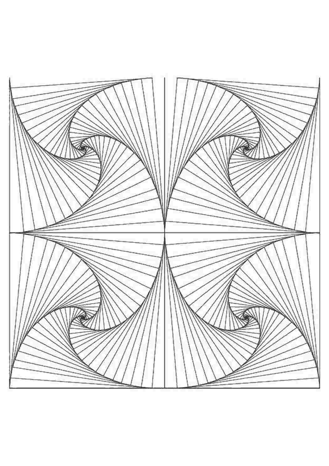 Раскраски Спирали в спирали С геометрическими фигурами спирали