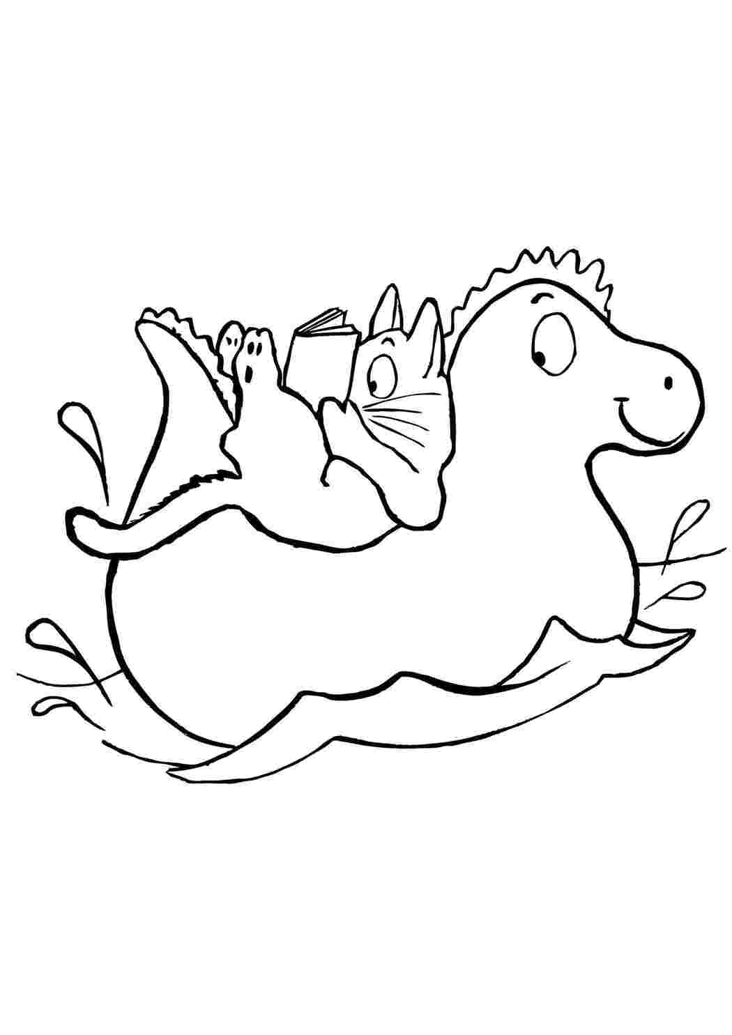 мультики кот, книга, динозавр