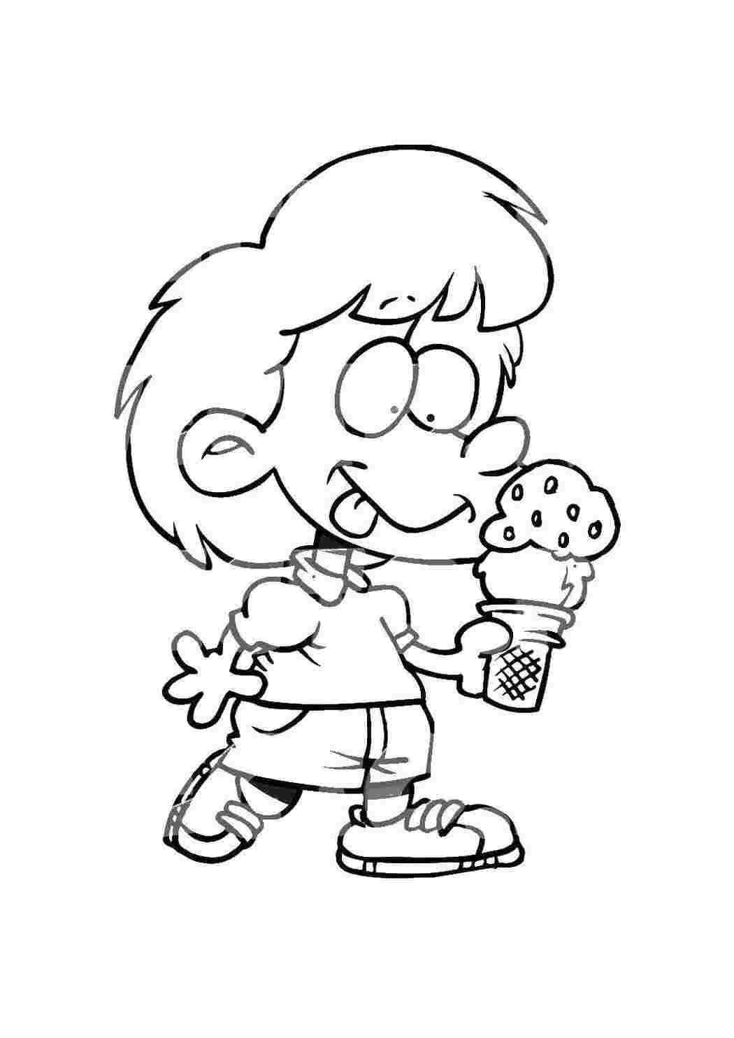 Раскраски Ребенок с мороженым мороженое мороженое, ребенок