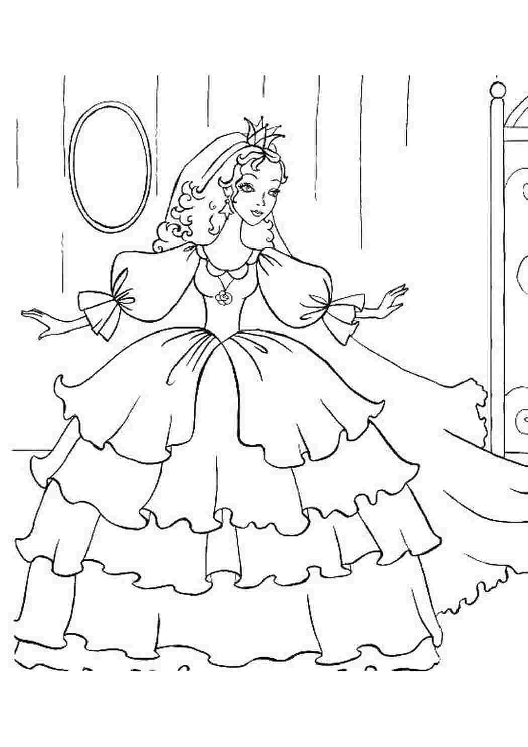 Раскраски Модная принцесса в короне модели принцесса