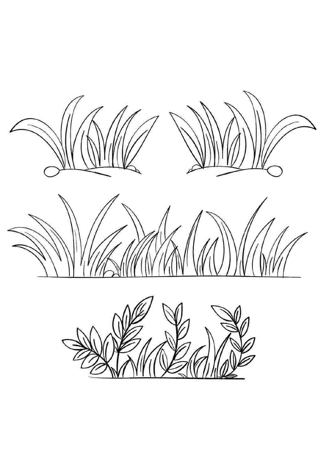 Раскраски Трава Контуры травы для вырезания трава, контур, листья
