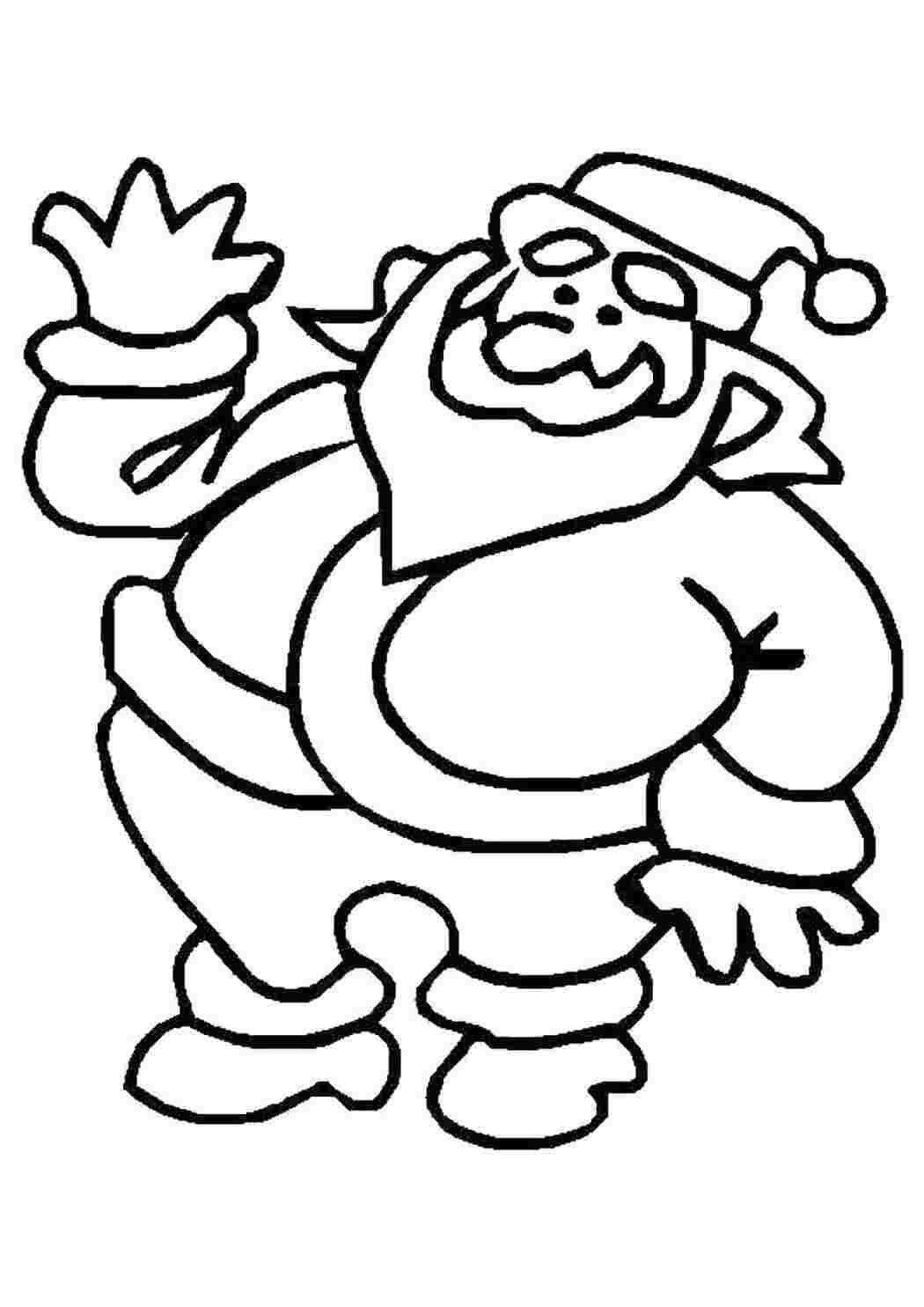 Раскраски Дед мороз машет рукой рождество дед мороз, борода, рука