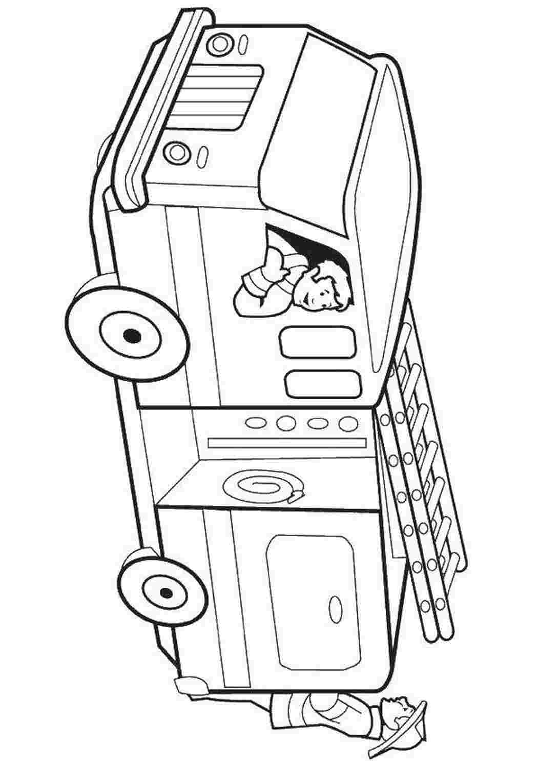 Раскраски Пожарные едут на пожарной машине пожарная машина пожарная машина, пожарные