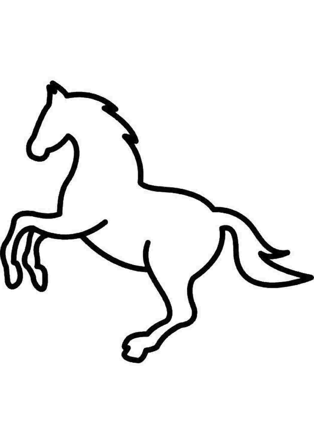 Раскраски Скачущий конь лошади лошади, конь, контуры, шаблоны