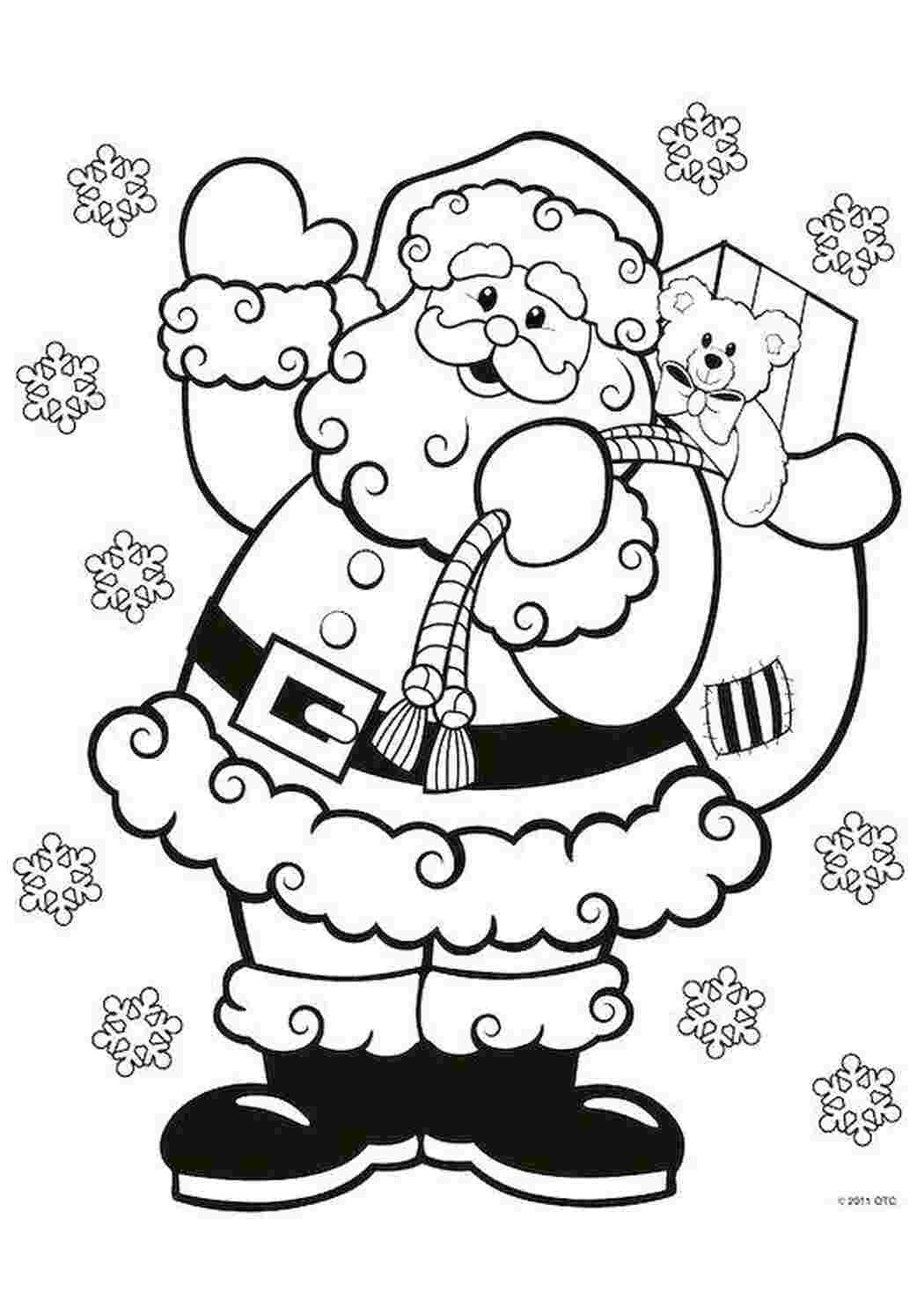 Раскраски Санта с мешком подарков раскраски Новый Год, Дед Мороз, Санта Клаус, подарки