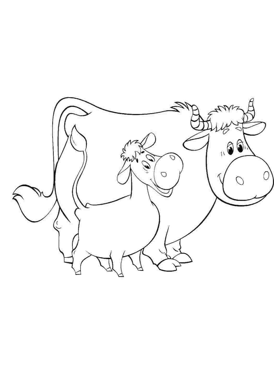 Раскраски Корова мурка и теленок гаврюша раскраски простоквашино корова мурка, теленок гаврюша