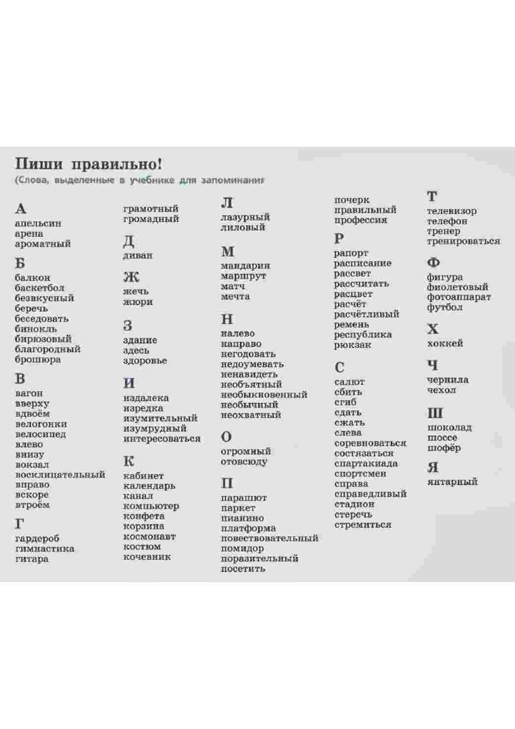 Раскраски Словарные слова русский язык  Словарные слова русский язык