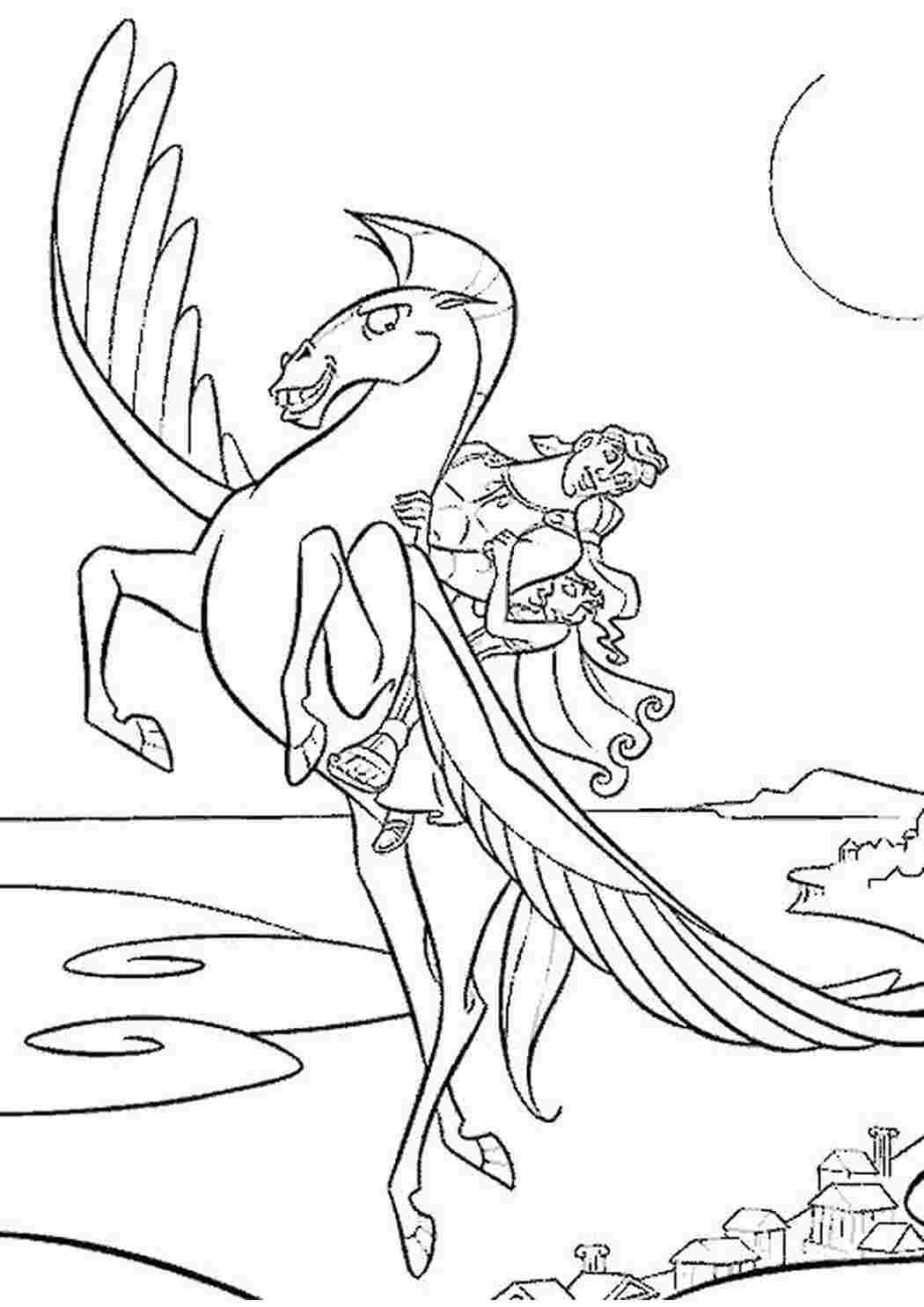 Раскраска Геркулес на Пегасе