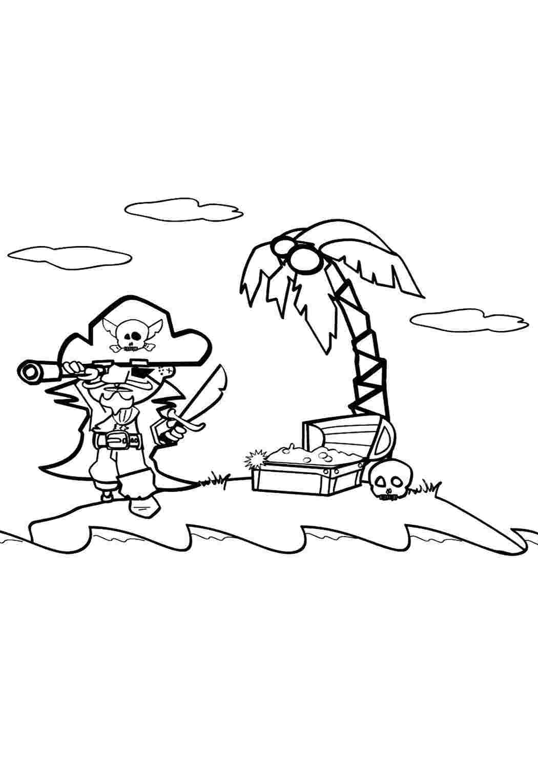 Раскраска Пират на острове