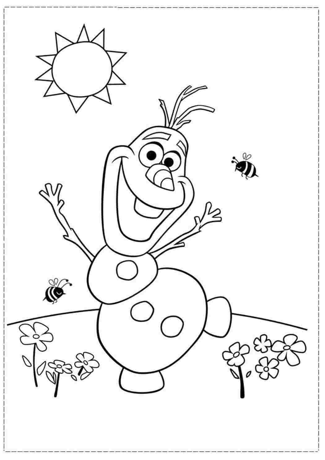 Раскраска олаф на солнышке