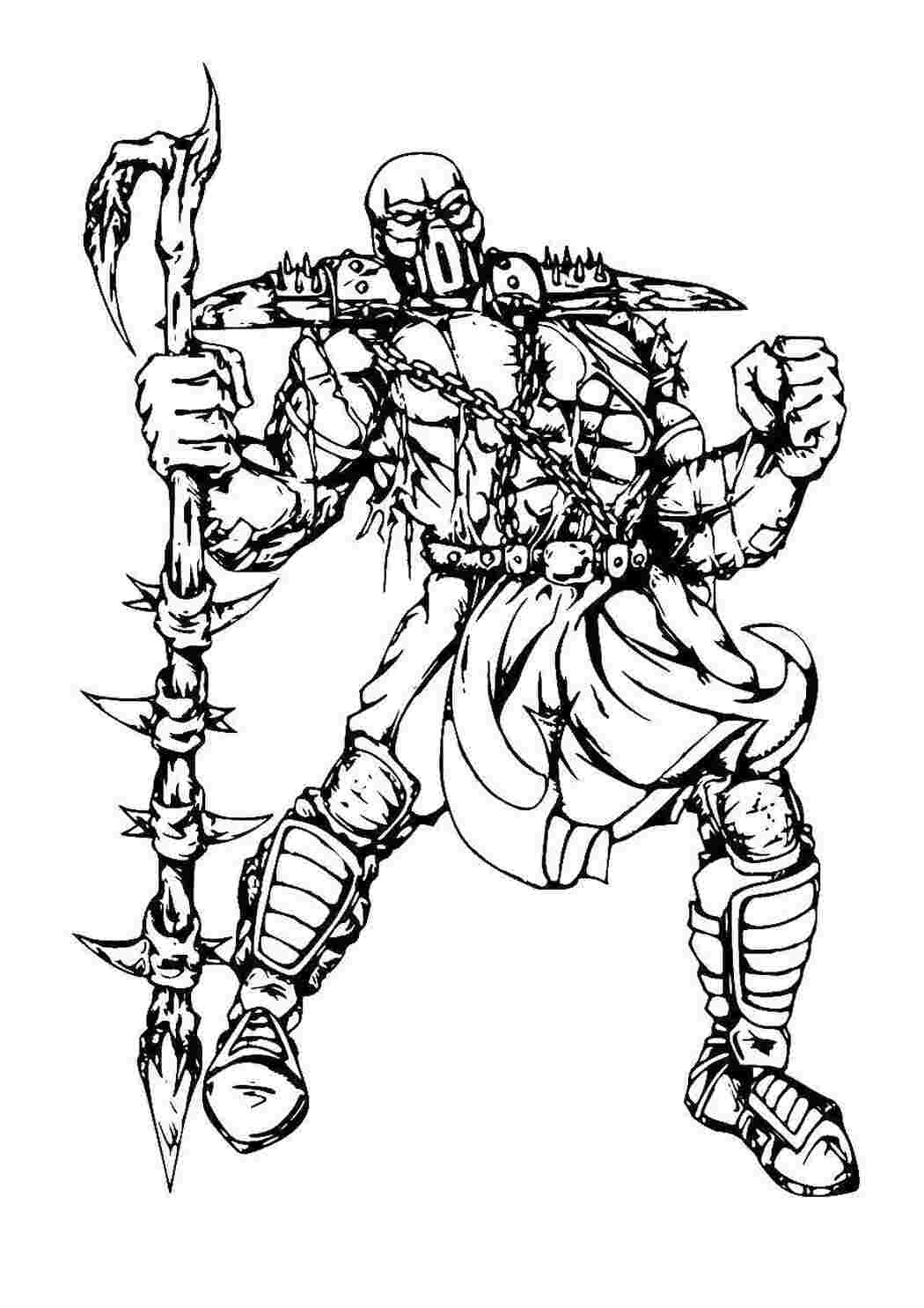 Раскраска Мортал комбат страшный противник