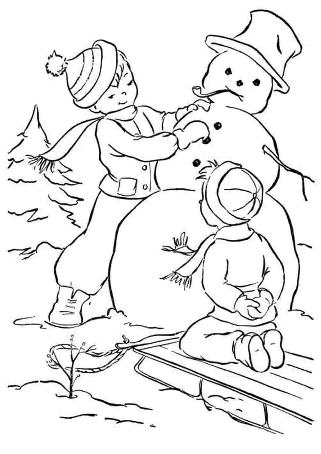 Раскраска Лепка снеговика