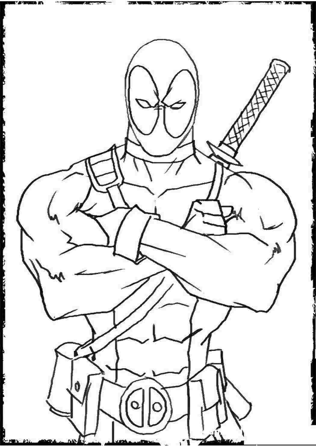 Раскраска Серьезный дэдпул