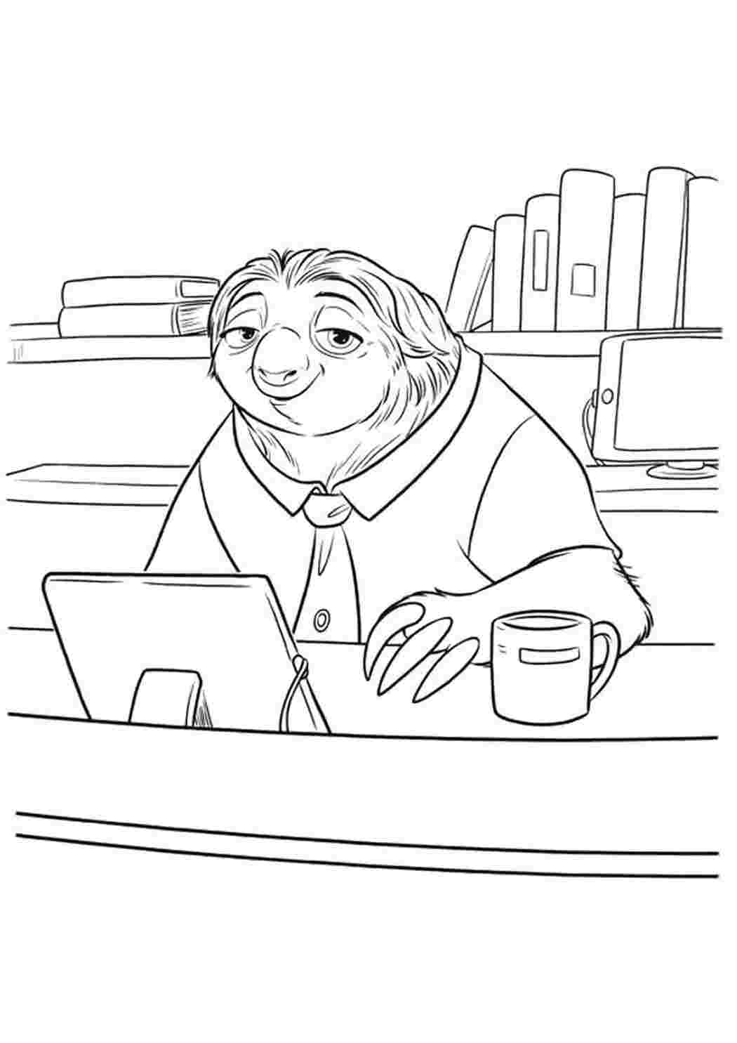 Раскраска ленивец