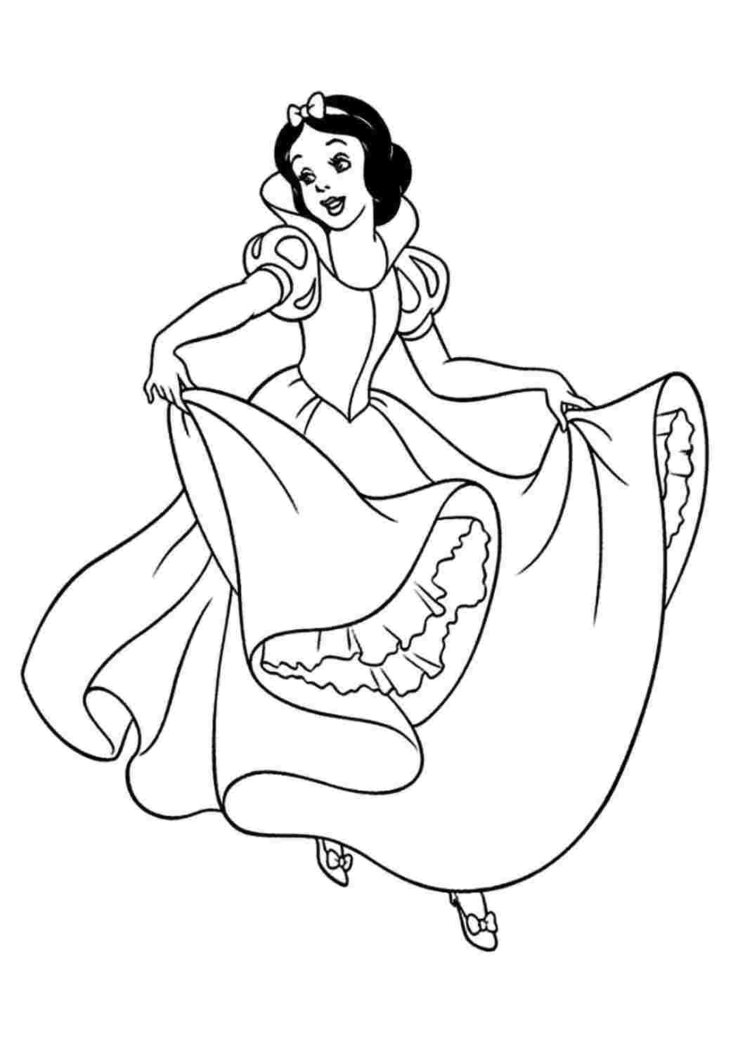 Раскраска Радостная Белоснежка