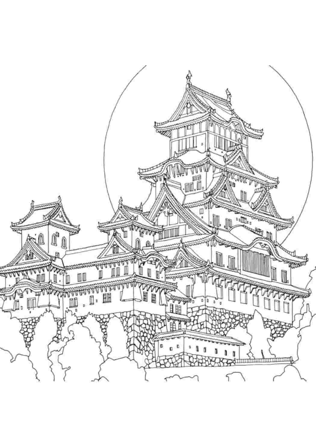Раскраска китайский дом