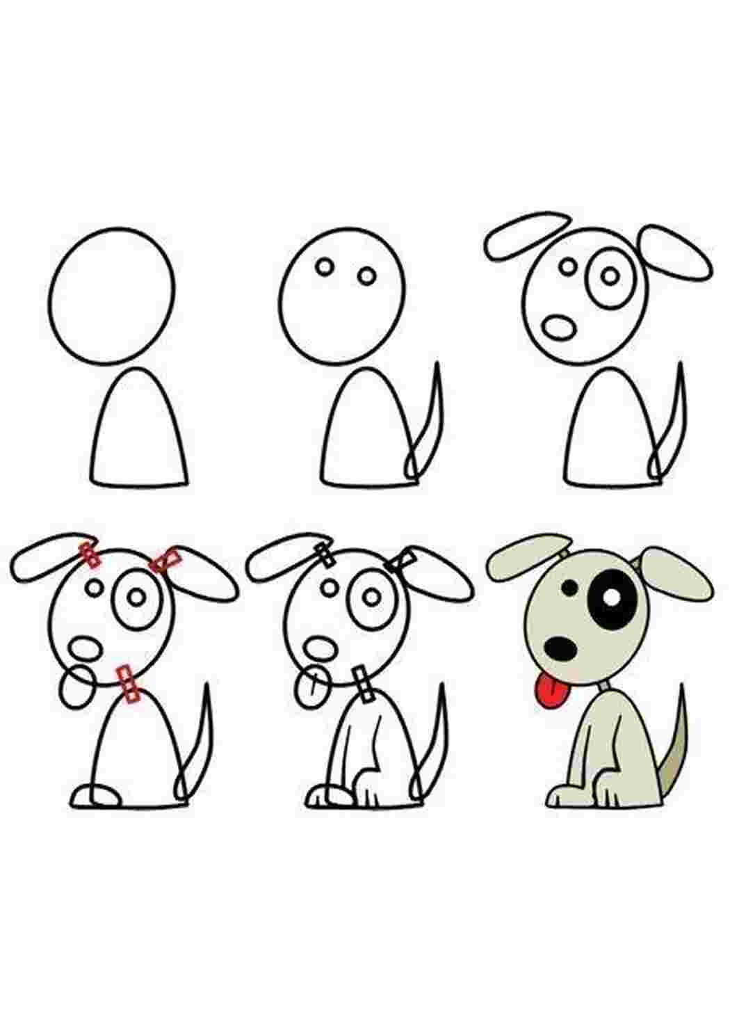 Рисование собаки поэтапно для детей
