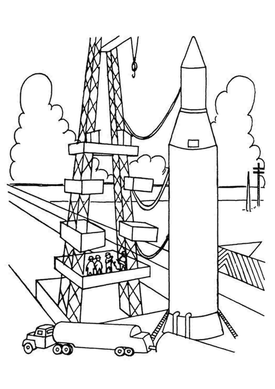 Раскраска ракета перед взлетом